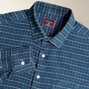 UNTUCKit Michelot Mens L Tall Blue White Check Cotton Button Long Sleeve Shirt